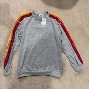 Lola and the Boys Gray sweater set with Colorful Sequin Details
